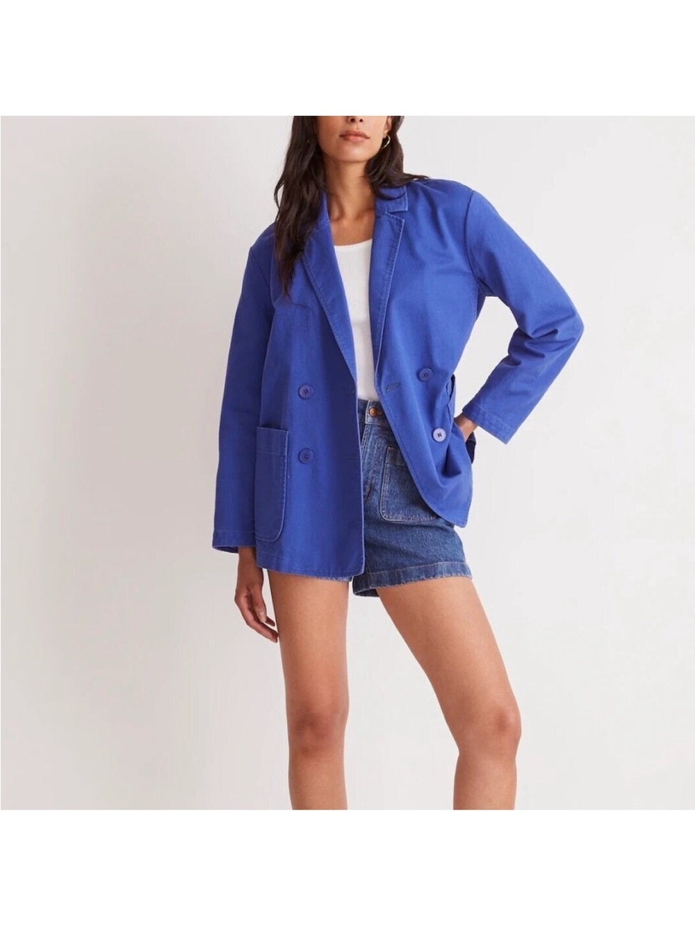 Madewell Crossover Blazer in (Re)generative Chino bluestone size Large
